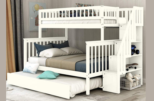 Twin over Double Bunk bed with Trundle