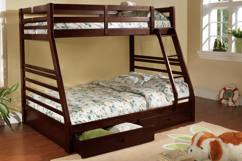 Twin over Double Bunk bed with 2 Drawers